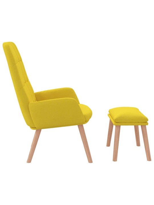 Relaxační křeslo s podnožkou světle žluté textil