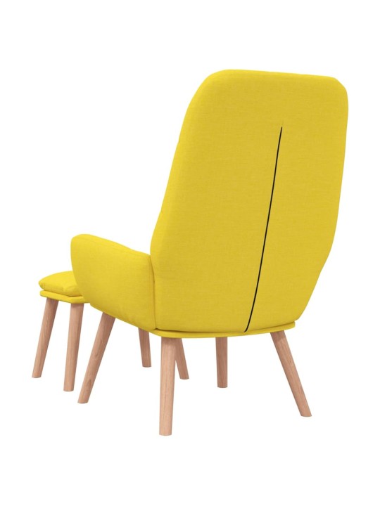 Relaxační křeslo s podnožkou světle žluté textil