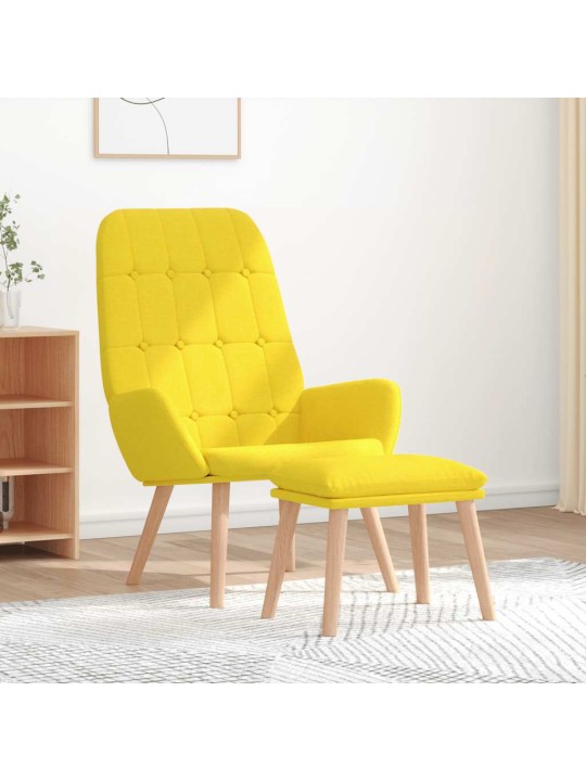 Relaxační křeslo s podnožkou světle žluté textil