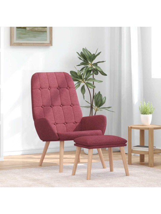 Relaxační křeslo s podnožkou vínové textil