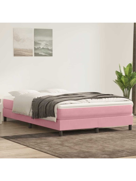 Box spring postel s matrací růžová 140x210 cm samet