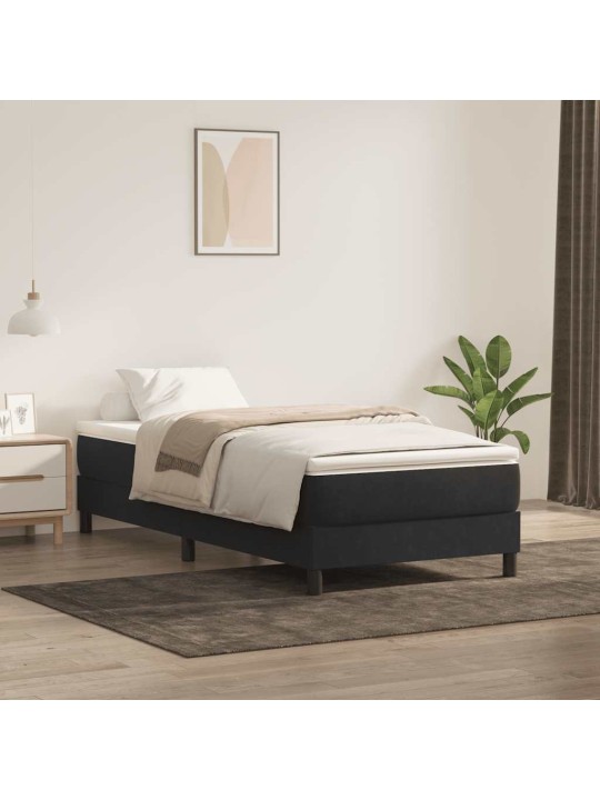 Box spring postel s matrací černý 80x220 cm samet