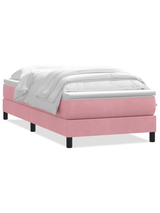 Box spring postel s matrací černá 100x220 cm růžový