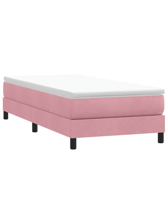 Box spring postel s matrací černá 100x220 cm růžový