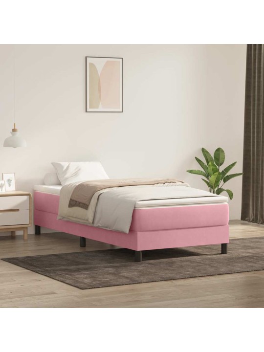 Box spring postel s matrací černá 100x220 cm růžový
