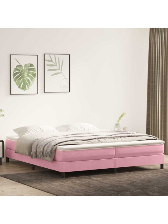 Box spring postel s matrací černá 180x220 cm růžový