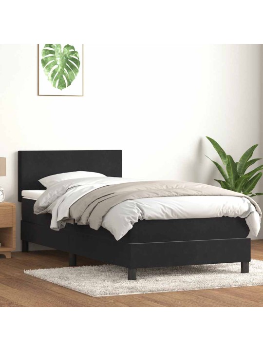 Box spring postel s matrací černý 80x220 cm samet