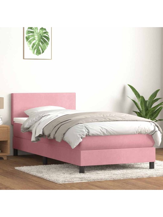 Box spring postel s matrací černá 100x220 cm růžový