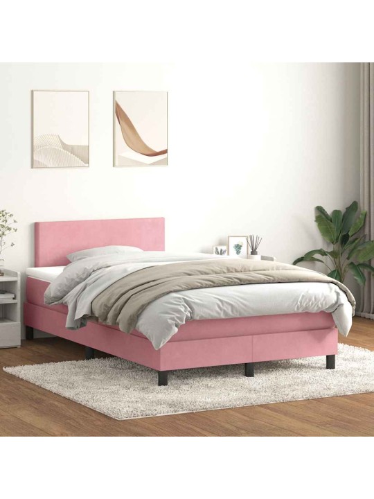 Box spring postel s matrací růžová 120x220 cm samet