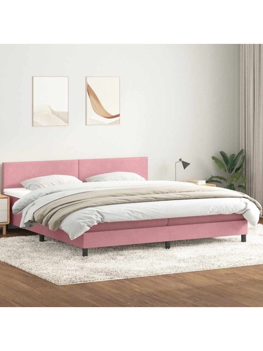 Box spring postel s matrací černá 180x220 cm růžový