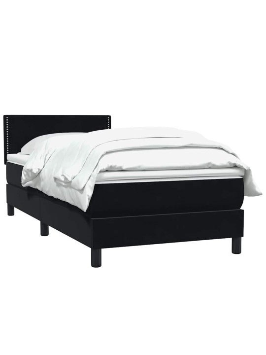 Box spring postel s matrací černý 80x220 cm samet