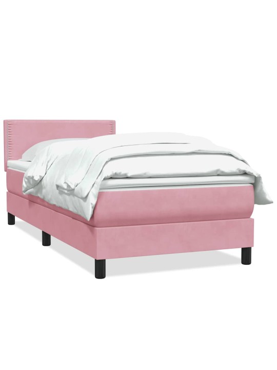 Box spring postel s matrací černá 100x220 cm růžový