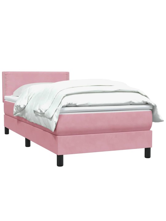 Box spring postel s matrací černá 100x220 cm růžový