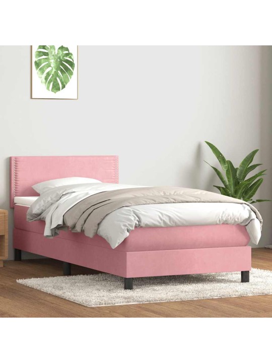 Box spring postel s matrací černá 100x220 cm růžový