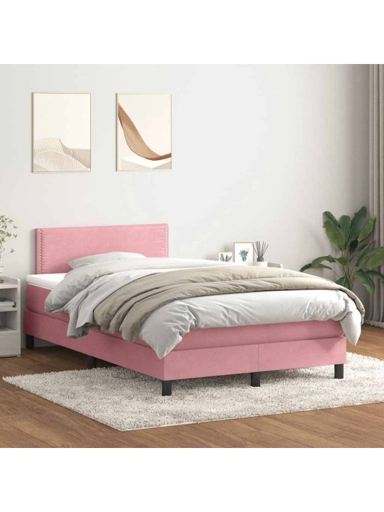 Box spring postel s matrací růžová 120x220 cm samet