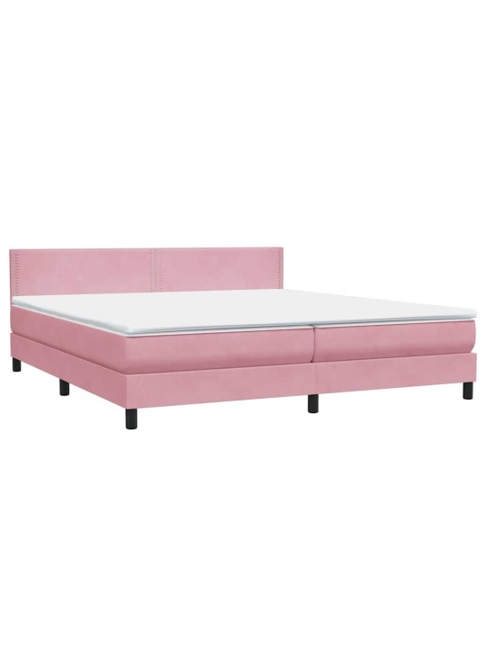 Box spring postel s matrací černá 180x220 cm růžový