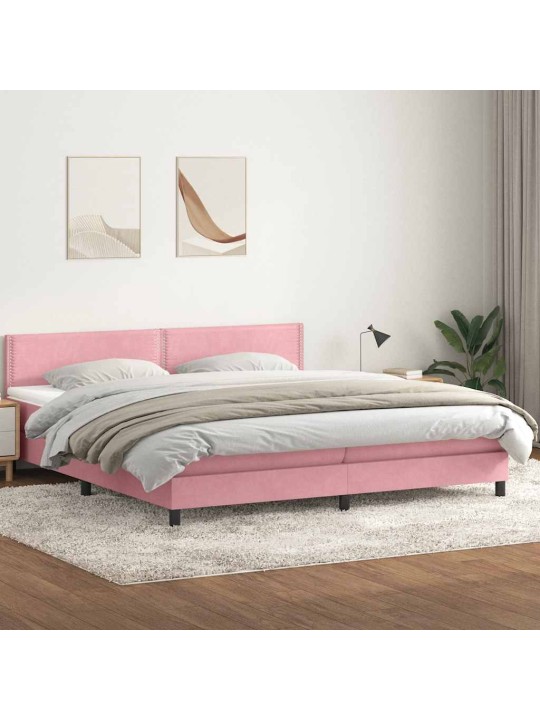 Box spring postel s matrací černá 180x220 cm růžový