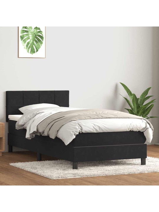Box spring postel s matrací černý 80x220 cm samet