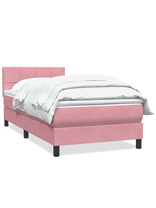 Box spring postel s matrací černá 100x220 cm růžový