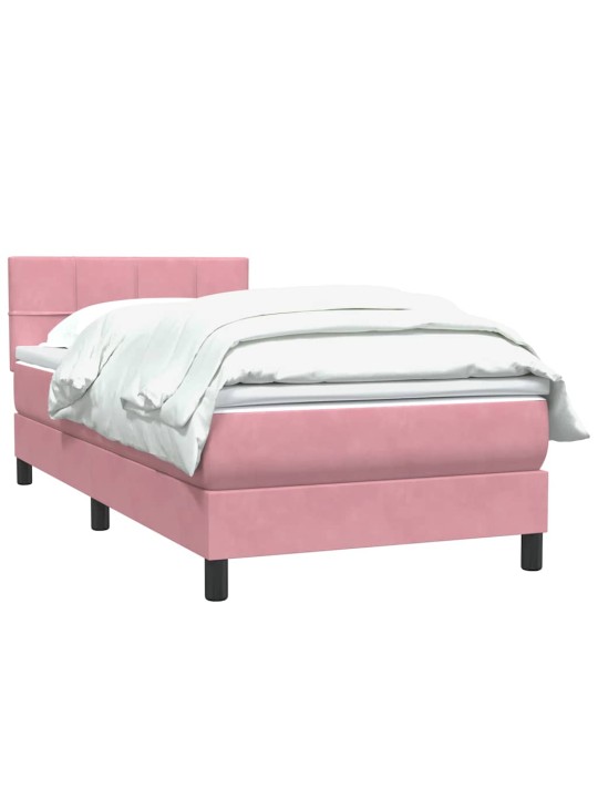 Box spring postel s matrací černá 100x220 cm růžový