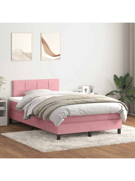 Box spring postel s matrací růžová 120x220 cm samet