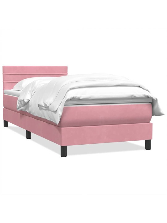 Box spring postel s matrací černá 100x220 cm růžový