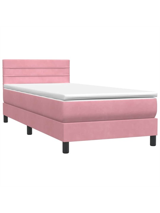 Box spring postel s matrací černá 100x220 cm růžový