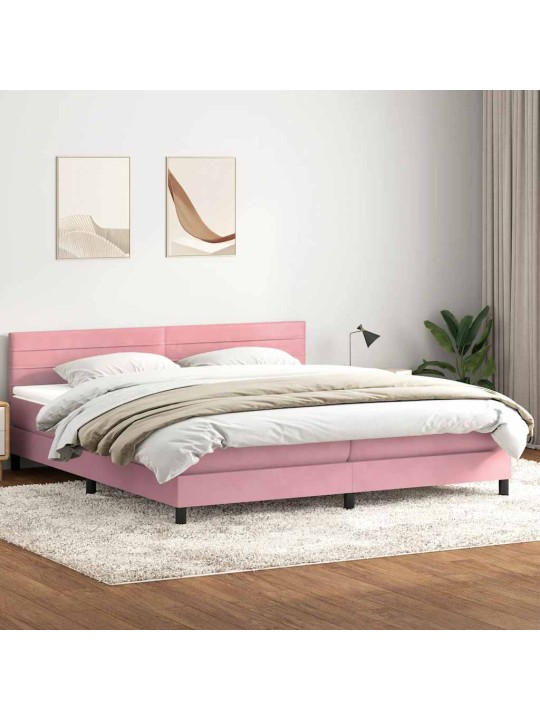 Box spring postel s matrací černá 180x220 cm růžový