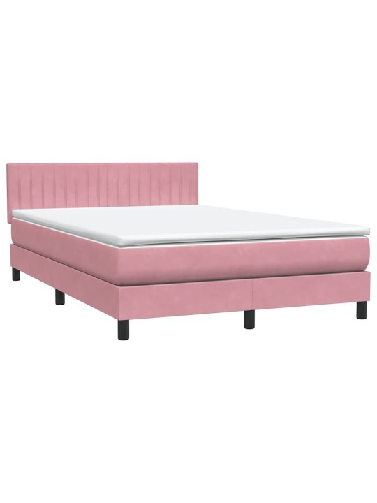 Box spring postel s matrací růžová 140x210 cm samet