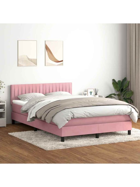 Box spring postel s matrací růžová 140x210 cm samet