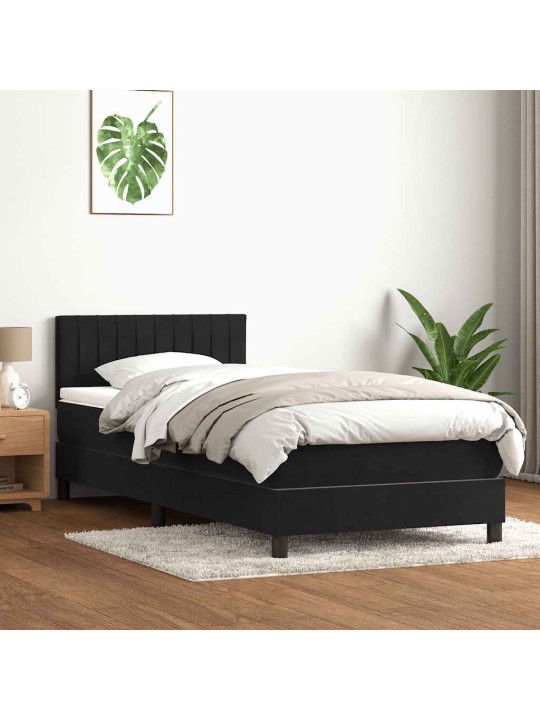Box spring postel s matrací černý 80x220 cm samet