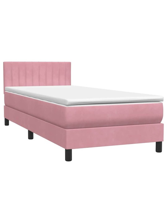 Box spring postel s matrací černá 100x220 cm růžový
