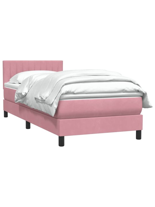 Box spring postel s matrací černá 100x220 cm růžový