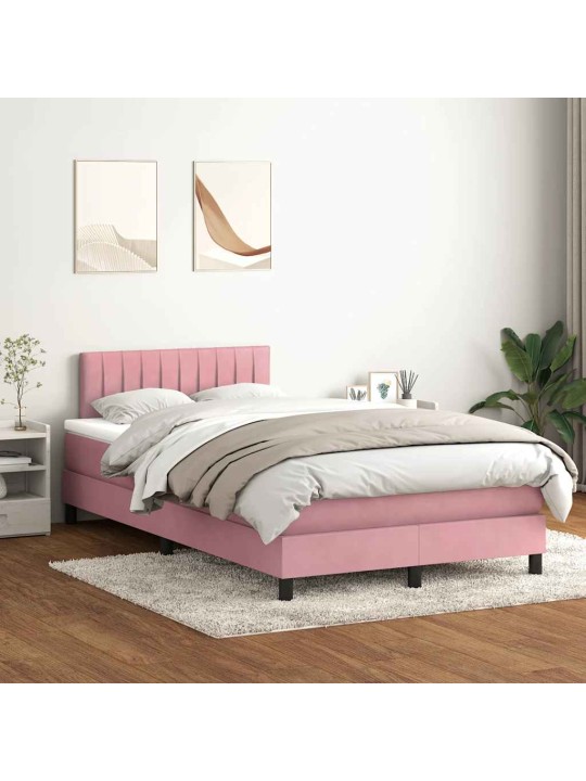 Box spring postel s matrací růžová 120x220 cm samet
