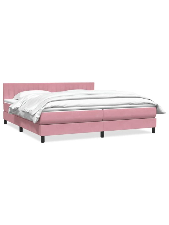 Box spring postel s matrací černá 180x220 cm růžový