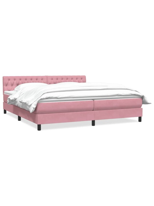 Box spring postel s matrací černá 180x220 cm růžový
