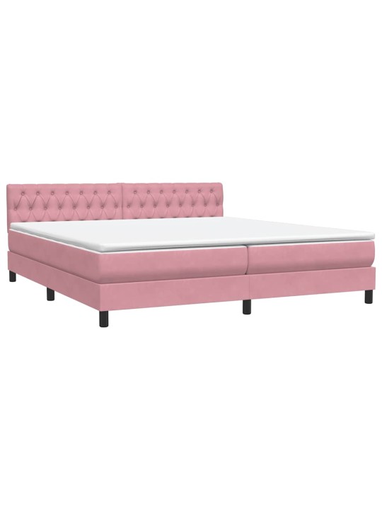 Box spring postel s matrací černá 180x220 cm růžový