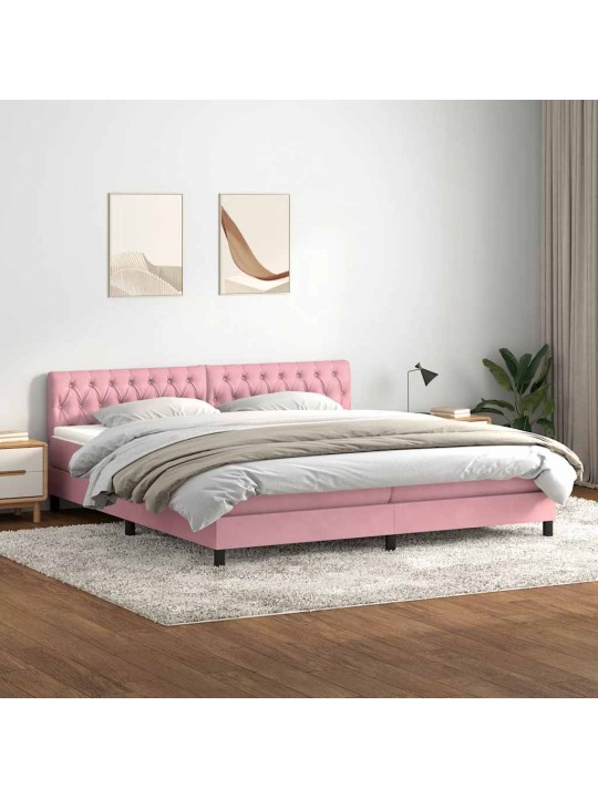 Box spring postel s matrací černá 180x220 cm růžový