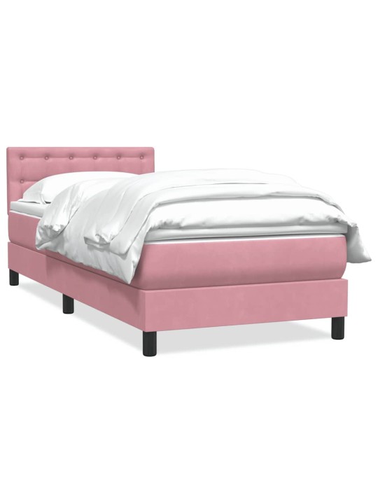 Box spring postel s matrací černá 100x220 cm růžový