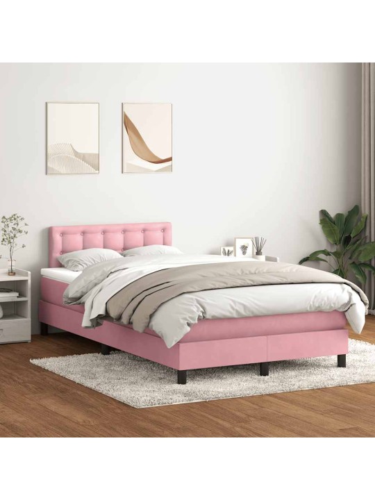Box spring postel s matrací růžová 120x220 cm samet