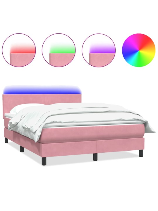 Box spring postel s matrací růžová 140x210 cm samet