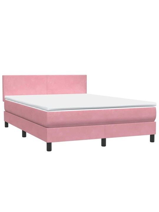 Box spring postel s matrací růžová 140x210 cm samet