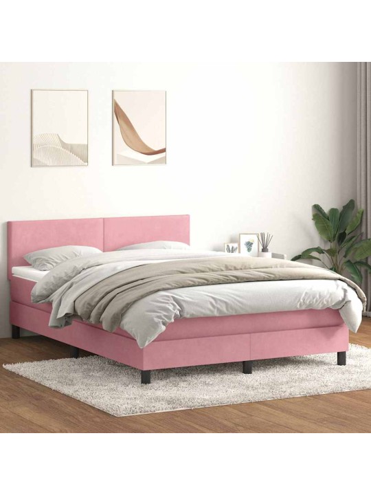 Box spring postel s matrací růžová 140x210 cm samet
