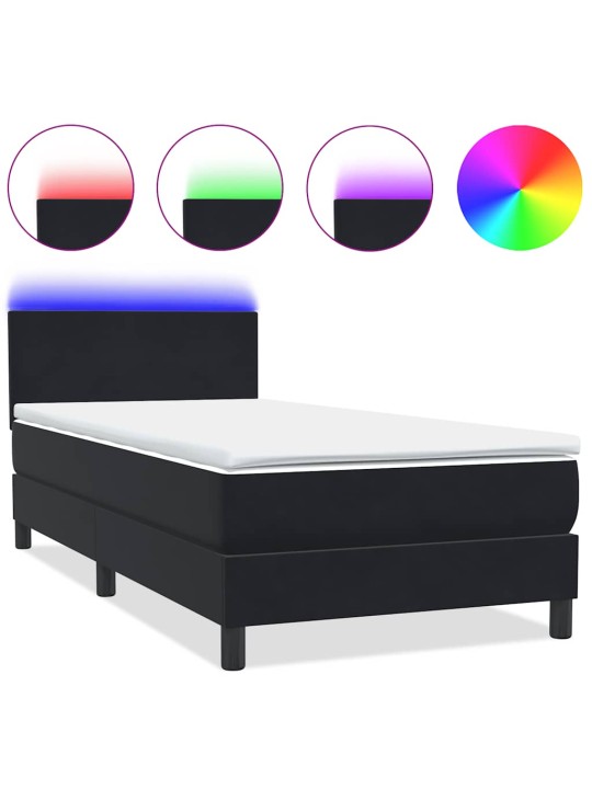 Box spring postel s matrací černý 80x220 cm samet