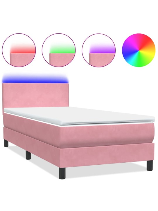 Box spring postel s matrací černá 100x220 cm růžový