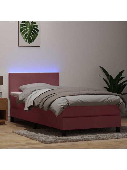 Box spring postel s matrací černá 100x220 cm růžový