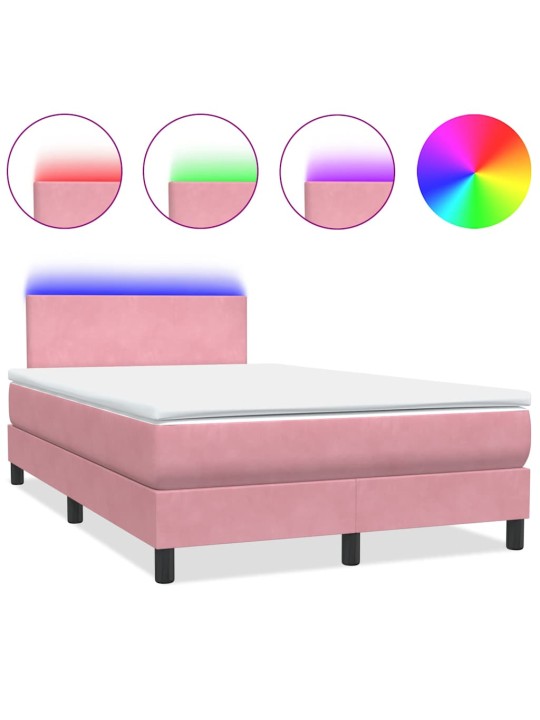 Box spring postel s matrací růžová 120x220 cm samet