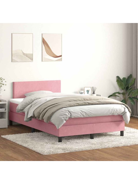 Box spring postel s matrací růžová 120x220 cm samet