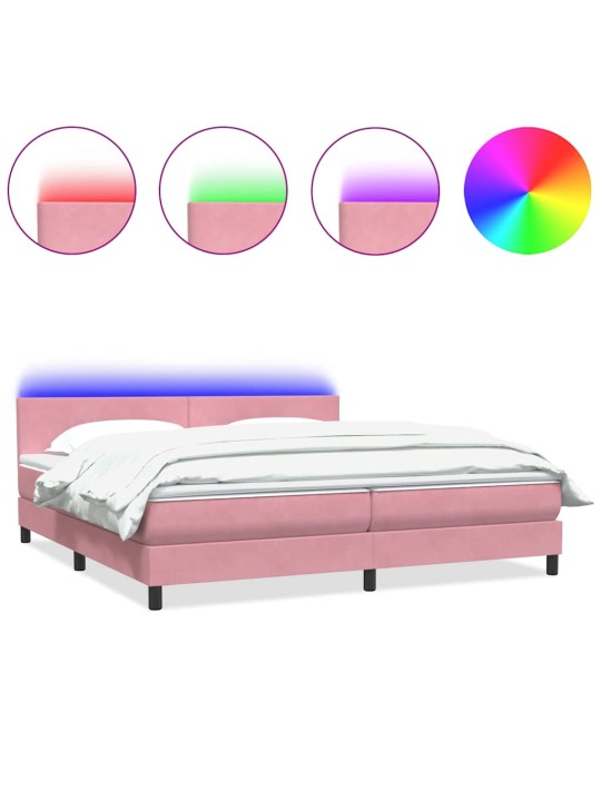 Box spring postel s matrací černá 180x220 cm růžový