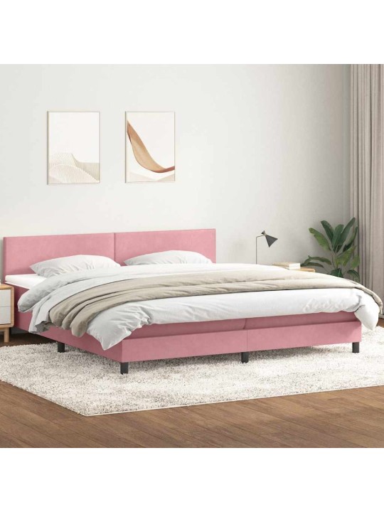 Box spring postel s matrací černá 180x220 cm růžový